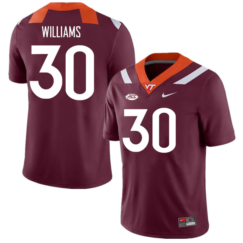 Men #30 Krystian Williams Virginia Tech Hokies College Football Jerseys Stitched Sale-Maroon